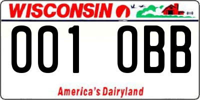 WI license plate 001OBB
