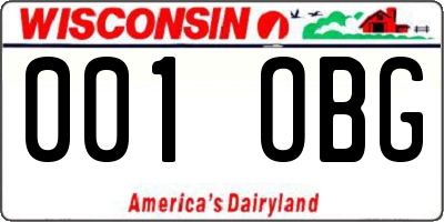 WI license plate 001OBG