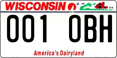 WI license plate 001OBH