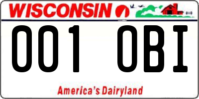 WI license plate 001OBI