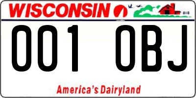 WI license plate 001OBJ