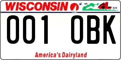 WI license plate 001OBK