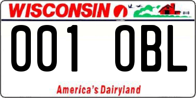 WI license plate 001OBL