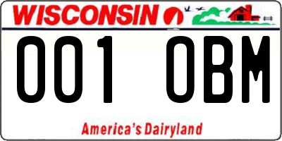 WI license plate 001OBM