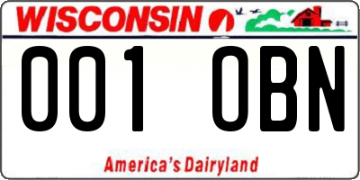WI license plate 001OBN
