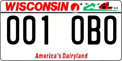 WI license plate 001OBO