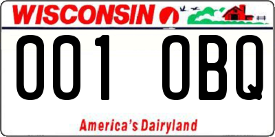 WI license plate 001OBQ