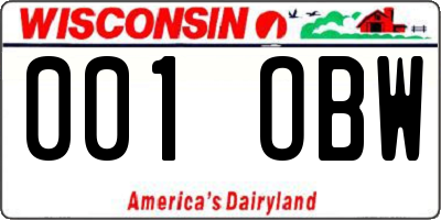 WI license plate 001OBW