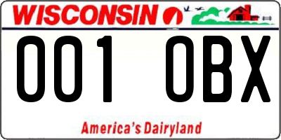 WI license plate 001OBX