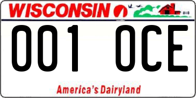 WI license plate 001OCE