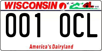 WI license plate 001OCL