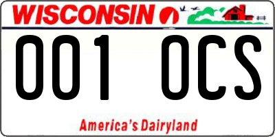 WI license plate 001OCS