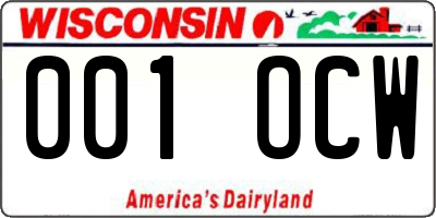 WI license plate 001OCW