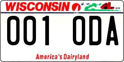 WI license plate 001ODA