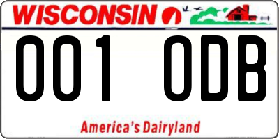 WI license plate 001ODB