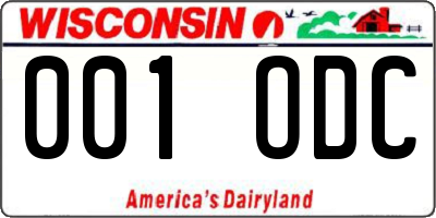 WI license plate 001ODC