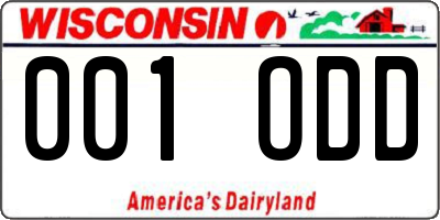 WI license plate 001ODD