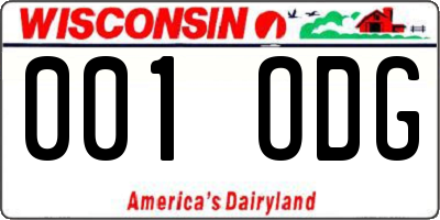 WI license plate 001ODG
