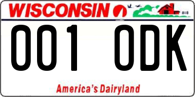 WI license plate 001ODK