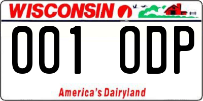 WI license plate 001ODP