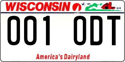 WI license plate 001ODT