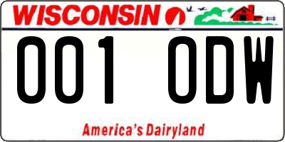 WI license plate 001ODW