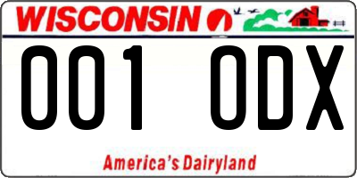 WI license plate 001ODX