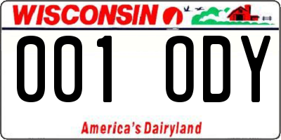 WI license plate 001ODY