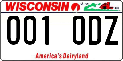 WI license plate 001ODZ