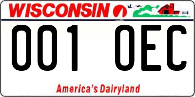WI license plate 001OEC