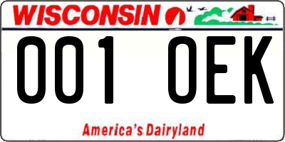 WI license plate 001OEK