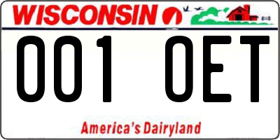 WI license plate 001OET