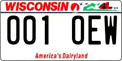 WI license plate 001OEW