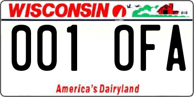 WI license plate 001OFA