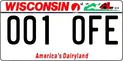 WI license plate 001OFE