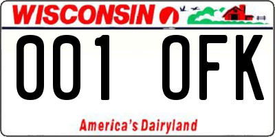 WI license plate 001OFK