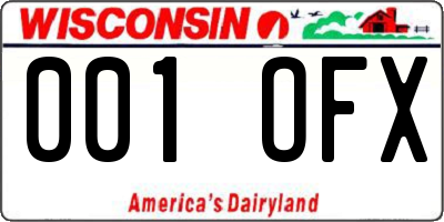 WI license plate 001OFX
