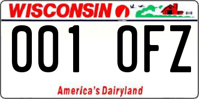 WI license plate 001OFZ
