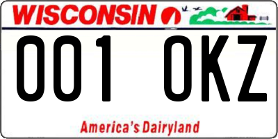 WI license plate 001OKZ