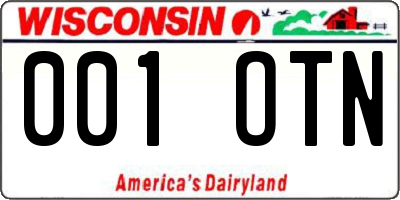 WI license plate 001OTN