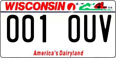 WI license plate 001OUV