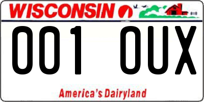 WI license plate 001OUX