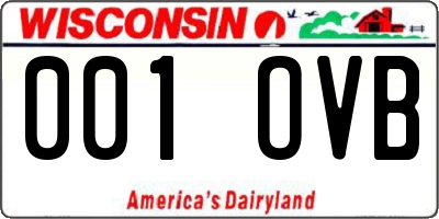 WI license plate 001OVB