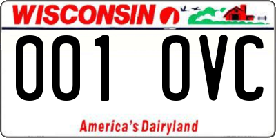 WI license plate 001OVC