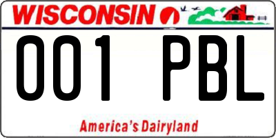 WI license plate 001PBL