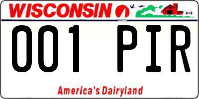WI license plate 001PIR