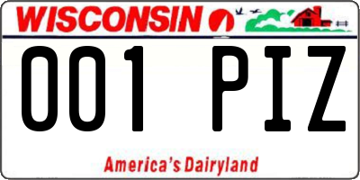 WI license plate 001PIZ