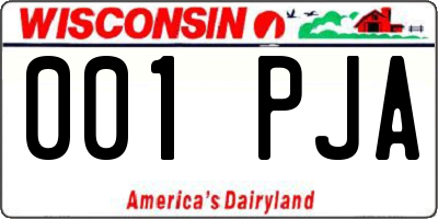 WI license plate 001PJA