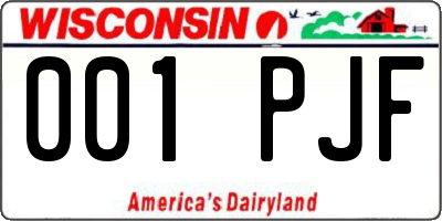 WI license plate 001PJF