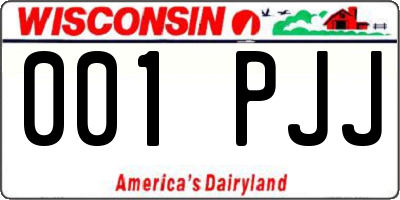 WI license plate 001PJJ